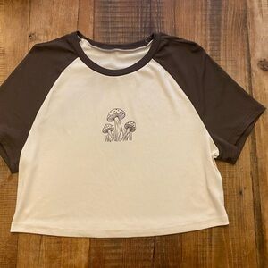 Brown & Cream Mushroom Croptee